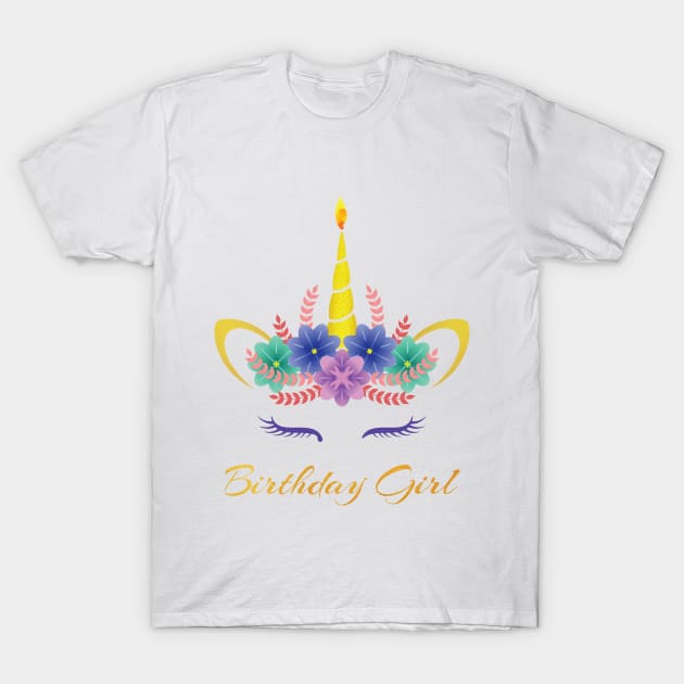 Birthday Girl Unicorn Birthday T-Shirt T-Shirt by Scott Neumyer